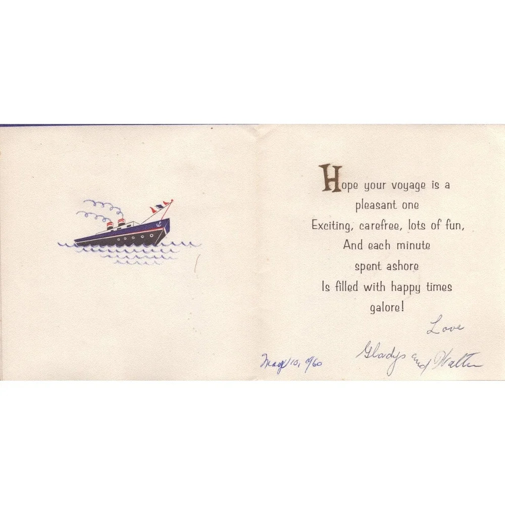 Vintage 1960s Hallmark Bon Voyage Greeting Card Anchor Nautical Embossed